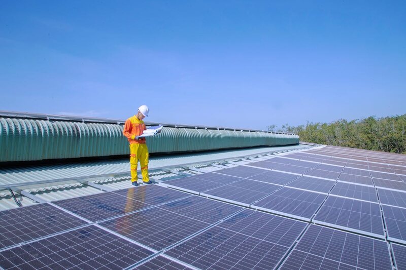 Solar panels for an eco-friendly manufacturing plant